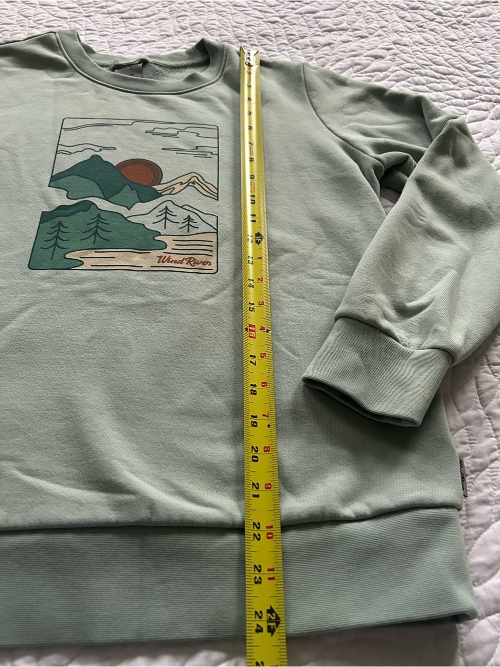 Wind River Crewneck Sweatshirt Landscape Graphic Sage Green Size M - Picture 13 of 14